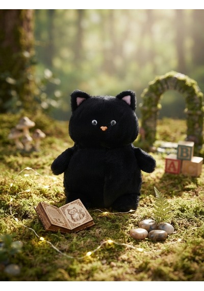 Peluş Pofuduk Kedi-30 Cm Siyah