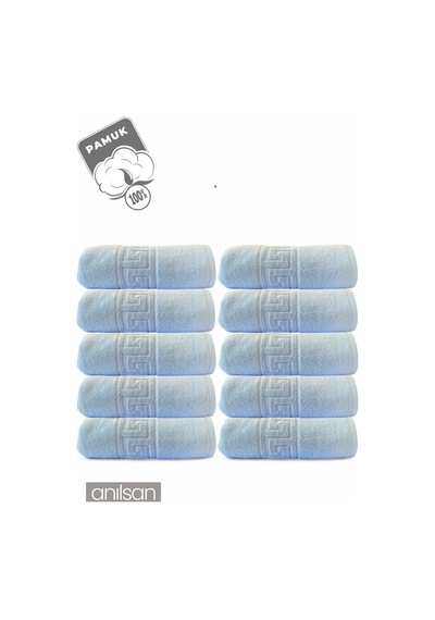 100'lü Greek Mavi Banyo Havlusu - 70x140 Cm, 490 Gr, %100pamuk, Spa Ve Otel Havlusu 10 Adet Mavi