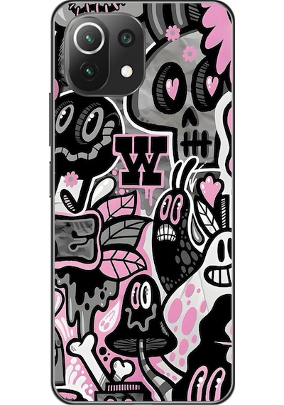Xiaomi Mi 11 Lite Uyumlu Şeffaf Kılıf Graffiti 10 Tasarımlı