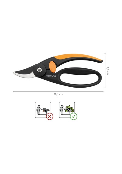 Bypass Bahçe Makası, Taze Dallar Ve Dallar İçin, Yapışmaz Kaplama, Yüksek Kaliteli Çelik Bıçaklar, Uzunluk: 20 Cm, Siyah/turuncu, Elegance, P44, 1001534