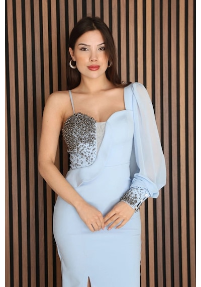 Lodmela Askılı Tek Kol Taş Detaylı Yırtmaçlı Abiye Elbise 2241-bebe Mavisi Bebe Mavisi Lodmela Askılı Tek Kol Taş Detaylı Yırtmaçlı Abiye Elbise 2241-bebe Mavisi Bebe Mavisi