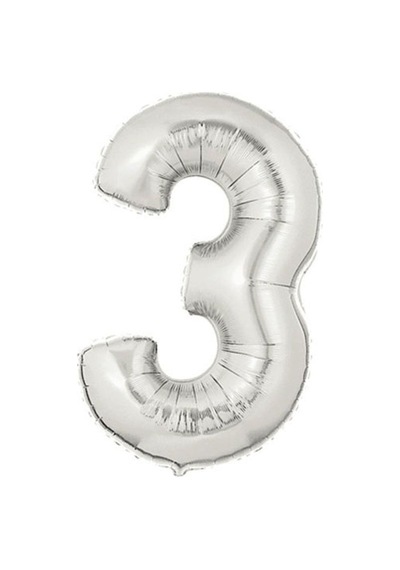 Şekilli Supershape Silver Rakam O Balon 3 Numara .