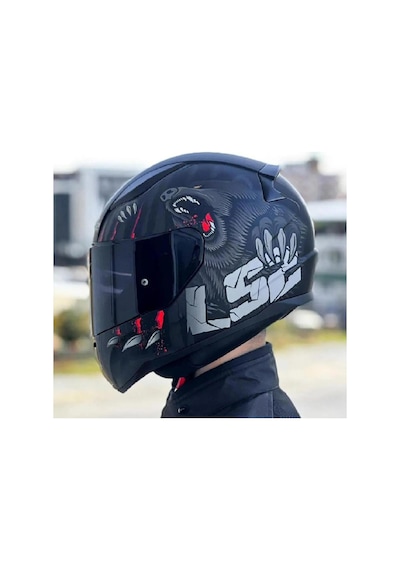 Ls2 Rapid 2 Clawn Full Face Motosiklet Kaskı Siyah Vizörlü Siyah - Gri - Kırmızı