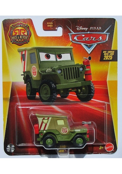 Disney Pixar Cars Race & Rescue Sarge Sergent Metal Diecast Araba Figür Oyuncak Yeşil