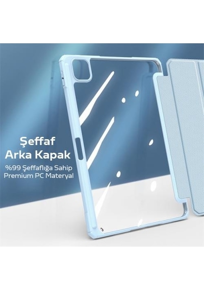 Coofbe Standlı Kalem Yerli Mıknatıslı Arkası Şeffaf Apple Uyumlu iPad Pro 11 Tablet Kılıfı 2022-2021-2020-2018