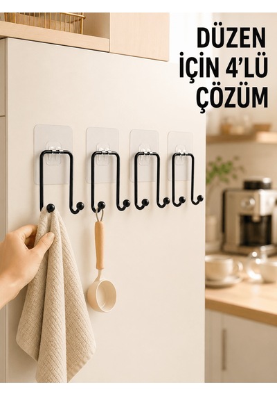 Lexroo 4 Adet Yapışkanlı Askı Çok Amaçlı Mutfak Banyo Düzenleyici Diğer
