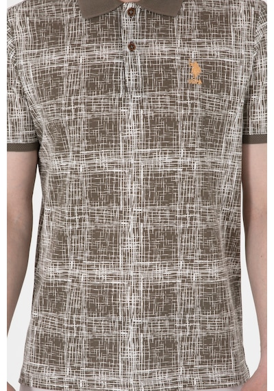 U.S. Polo Assn. Erkek Regular Fit Polo Yaka Vizon Desenli Tişört 50299641-VR052