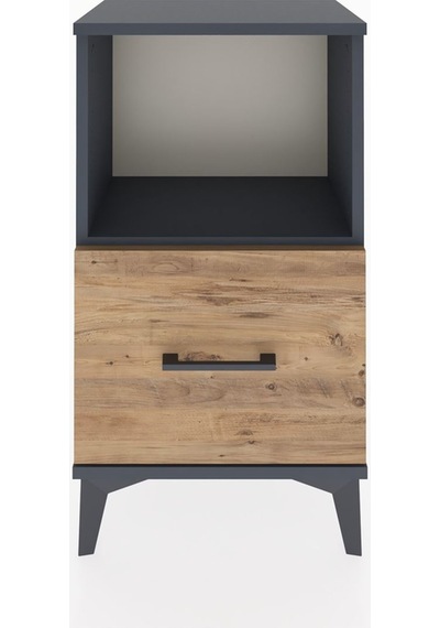 Arges Komodin Tek Çekmeceli 44x30x80 Antrasit-çam Antrasit