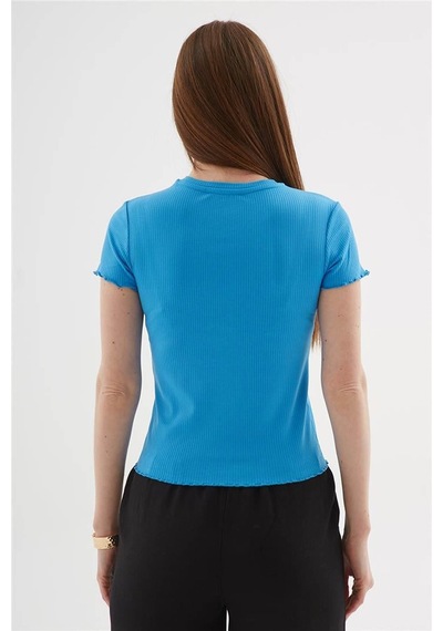 Fashion Friends Kısa Kollu Saks Kadın T-shirt 25y0444k1 Saks