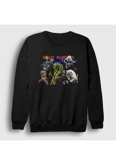 Presmono Unisex Band Iron Maiden Sweatshirt Siyah