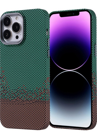 Apple iPhone Uyumlu 14 Pro Max Kılıf Ultra İnce Karbon Tasarımlı Ve Magsafeli Cabix Premium Kapak Yeşil