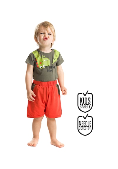 Denokids Denokids Baby Tersten Dino Takım Kırmızı - Yeşil