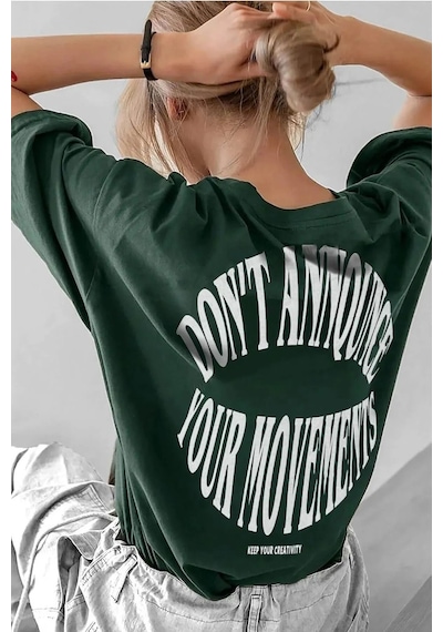 Unisex Dont Baskılı T-shirt Yeşil