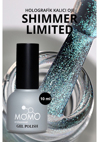 Momo Professional Shimmer Limited Holografik Kalıcı Oje Sl04 Rakı Beyazı Turkuaz Yeşil Simli 10 ML