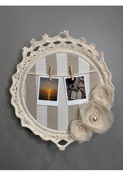 El Yapımı Dantelli Fotoğraf Çerçevesi&vintage Duvar Dekoru