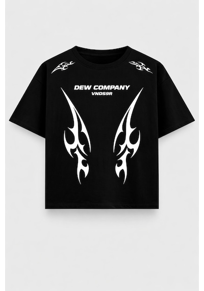 Yolo Street Oversize Erkek Tişört %100 Pamuk Tribal Baskı Streetwear Siyah/beyaz Siyah2