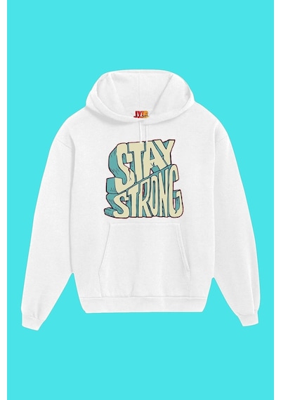 Startmore Unisex Beyaz Stay Strong Baskılı Sweatshirt Beyaz