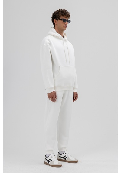 Vamos Basic Oversize Kapüşonlu Sweatshirt Ekru