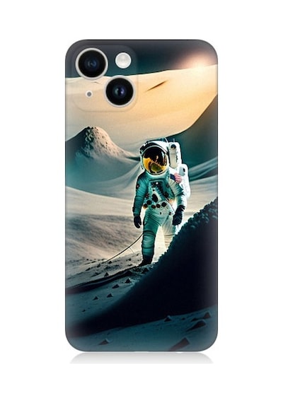Apple Uyumlu iPhone 14 Astronot Ve Araştırma Desenli Silikon Kılıf