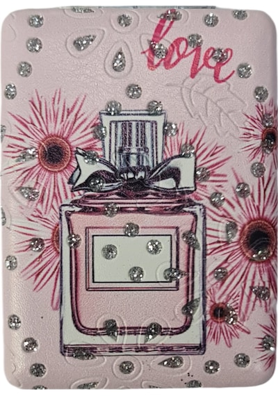 Love Yazılı Taşlı Makyaj Aynası Pembe