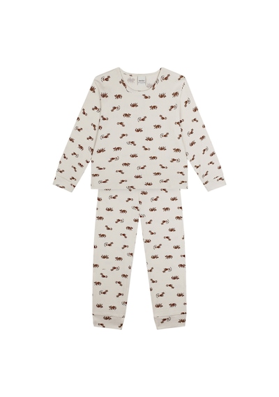Antebies Organik Bej Erkek Çocuk Pijama Takımı Renkli