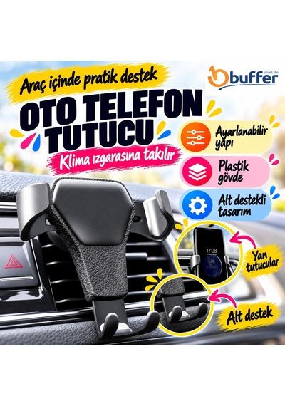 Plentiful Araç İçi Klima Izgarasına Takılabilen Plastik Oto Telefon Tutucu Gravity