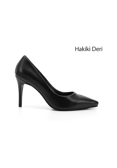 Gönderi(R) Gönderi R Siyah Platinum Sivri Burun İnce Topuklu Hakiki Deri Stiletto Siyah