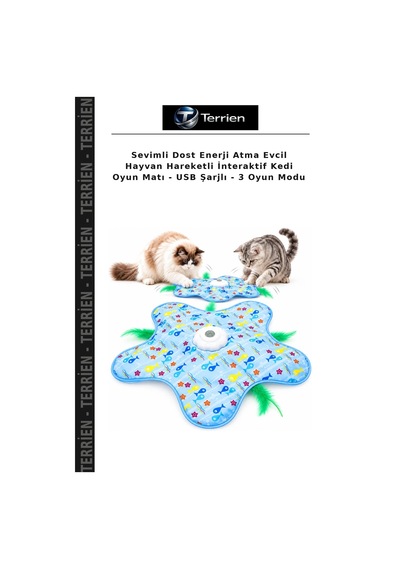Sevimli Dost Enerji Atma Evcil Hayvan Hareketli İnteraktif Kedi Oyun Matı - Usb Şarjlı - 3 Oyun Modu