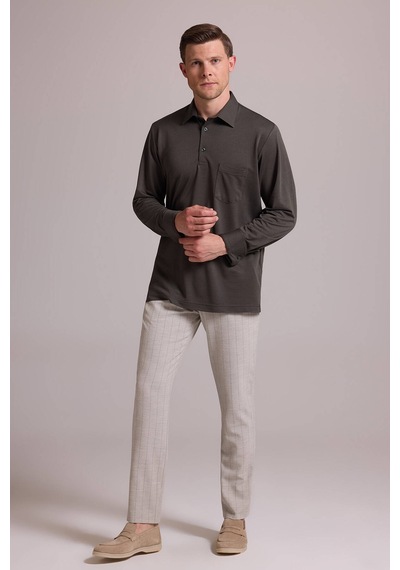 Ysf Erkek Koyu Yeşil Polo Yaka Sweatshirt
