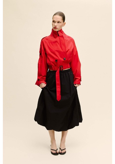 Defacto Cropped Fıt Twill Trençkot G9956ax26sprd332 Kırmızı-rd332