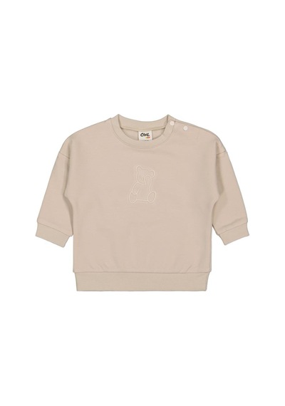 Civil Baby Teddy Baskılı 6-18 Ay Sweatshirt - Bej Taş Rengi