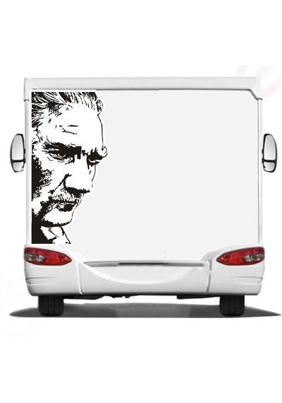 Mustafa Kemal Atatürk Sticker - Atatürk Silüet Sticker - Araba Oto Cam Motosiklet Karavan Sticker - 00018 20x10 Cm