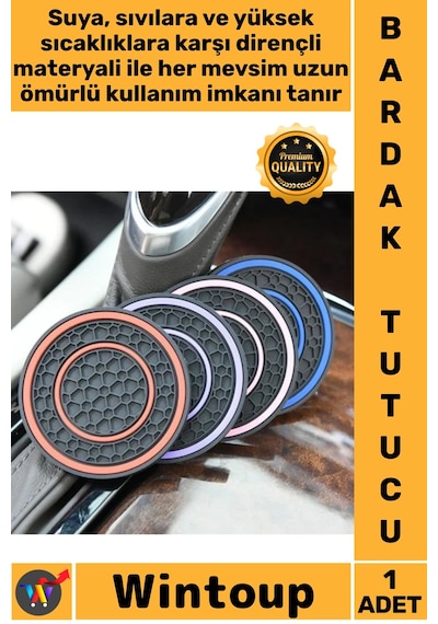 Mat Kaymaz Silikon Pvc Su Geçirmez Isıya Dayanıklı Estetik Yıkanabilir Araç İçi Bardak Tutucu Mat