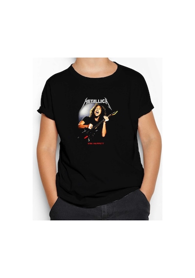 Zepplin Giyim Metallica Kirk Hammet Guitar Siyah Çocuk Tişört Siyah