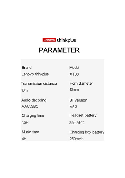 Lenovo Thinkplus Xt88 Gerçek Kablosuz Bt Kulaklık Kulak İçi Spor Müzik Kulaklıkları Bt5.3 Çip Desteği