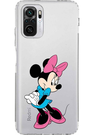 Xiaomi Redmi Note 10 4g Kamera Korumalı Kapak Minnie Mouse Tasarımlı Şeffaf Kılıf Şeffaf