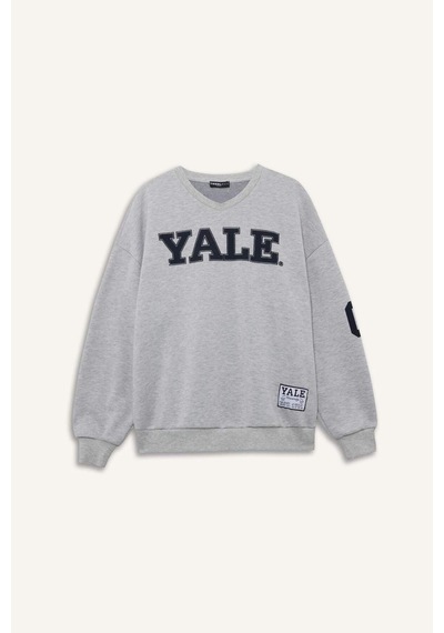 Defacto Coool Yale University Oversize Geniş Kalıp Bisiklet Yaka Sweatshirt F9527ax25augr210 Gri