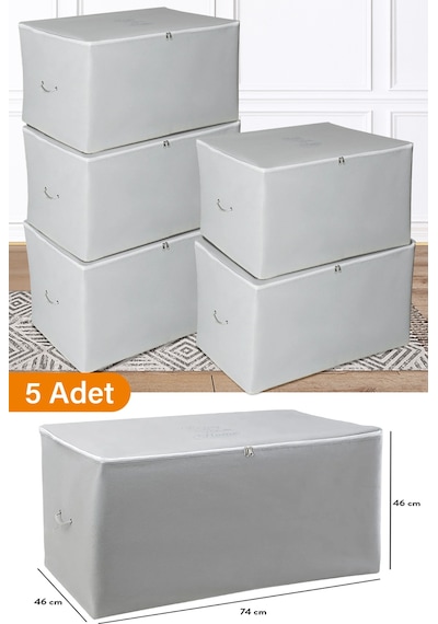 Serstil 5 Adet - Büyük Boy Antrasit Hurç - 74 X 46 X 46 Cm