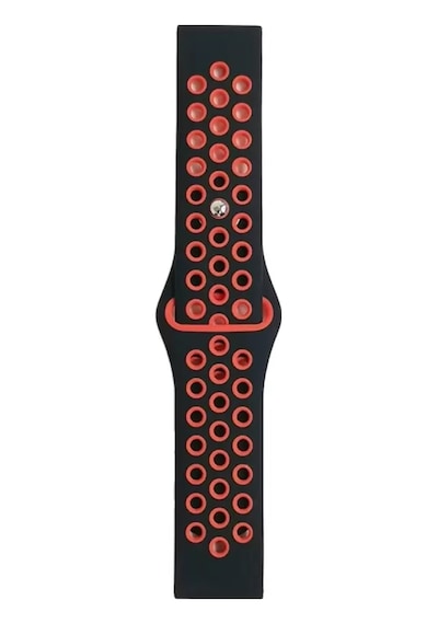 Watch 22mm Spor Delikli Kordon - Siyah-kırmızı Diğer
