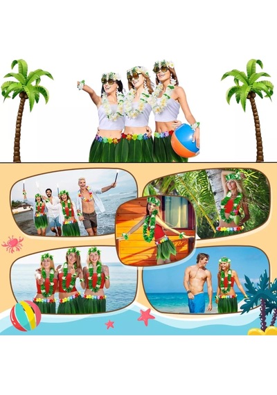 Mey İthalat Tropikal Esintili Hawaii Yapraklı Parti Eteği Yetişkin Boy 46975390