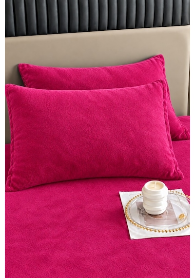 Kışlık Tek Kişilik Kadife Lastikli Çarşaf 100x200+30 Fuşya