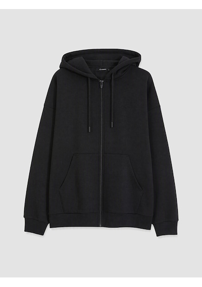 LC Waikiki Lc Waıkıkı Siyah Kapüşonlu Kadın Kalın Fermuarlı Sweatshirt