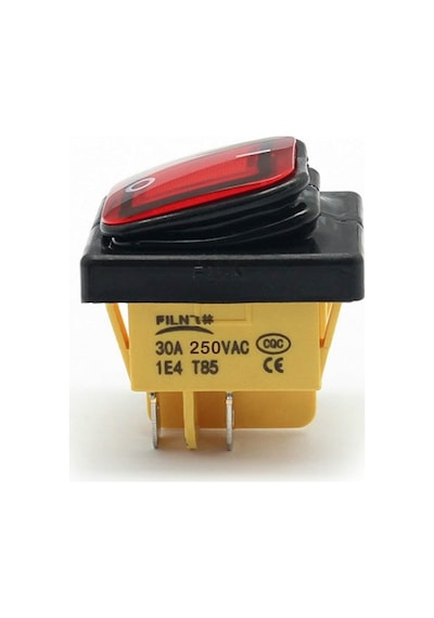 30A 250V On-Off Anahtar Yüksek Akım Kcd4 4 Pin Buton IP67 Su Geçirmez Led Işıklı Rocker Switch
