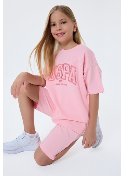 U.s. Polo Assn. Kız Çocuk Pembe Bermuda Takım Pembe
