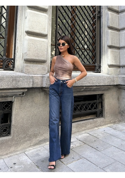Out Of Standart Kadın Straight Leg Normal Bel Düz Paça Jean Pantolon İndigo