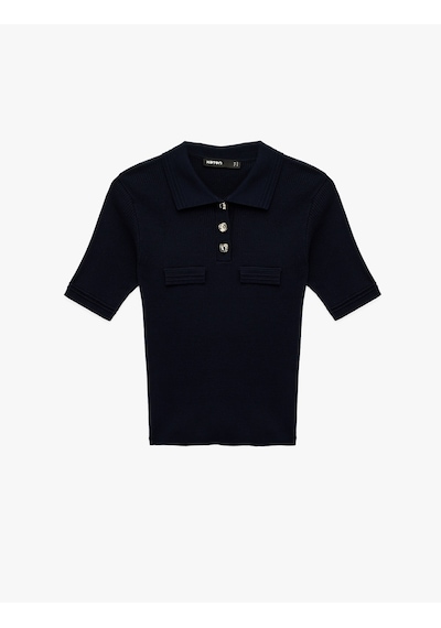 Koton Slim Fit Yarım Düğme Detaylı Kısa Kollu Polo Yaka Triko Kazak Lacivert 6sak90022ht Lacivert Koton Slim Fit Yarım Düğme Detaylı Kısa Kollu Polo Yaka Triko Kazak Lacivert 6sak90022ht Lacivert