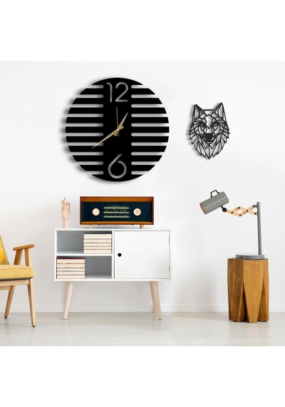 50X50 Dekoratif Duvar Saati + Ahşap Tablo 35 Cm (487867094) Siyah