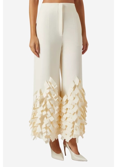 Awake Rectangle Fringe Culotte Pantolon Krem