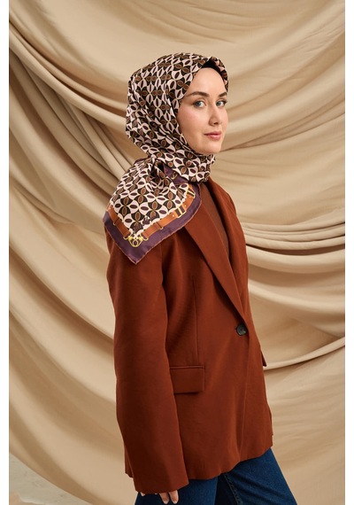 Silk Home Twill İpek Eşarp 11481-04 Koyu Mor, Tozpembe, Kahverengi, Sarı, Siyah