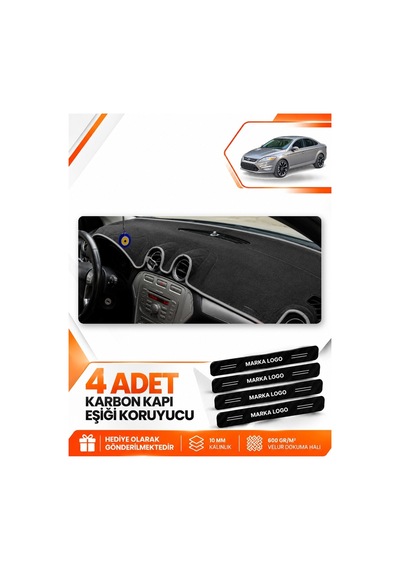 Ford Mondeo Mk4 2008-2014 Uyumlu Ön Torpido Koruma Kılıfı Halısı Koruyucu - Siyah Gri